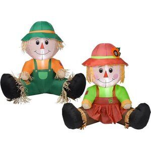 Fall Inflatable Decoration, 3.3FT Air Blown Scarecrow Couples